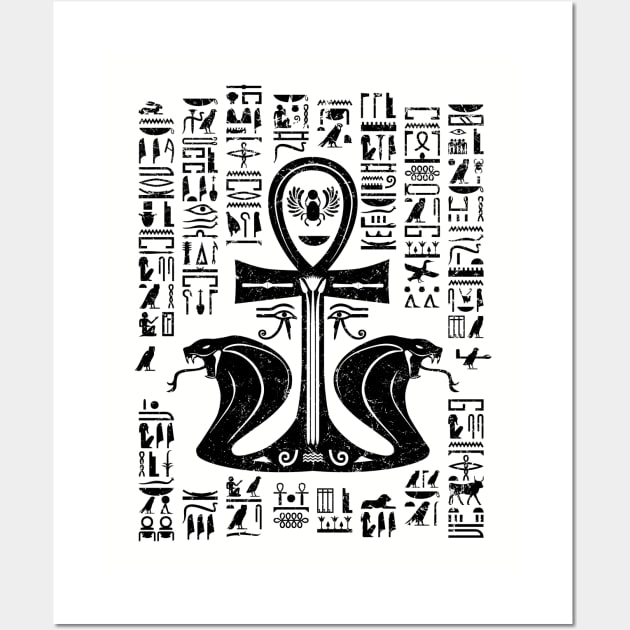 Egyptian cross ankh with Uraeus the Cobra Wall Art by Nartissima